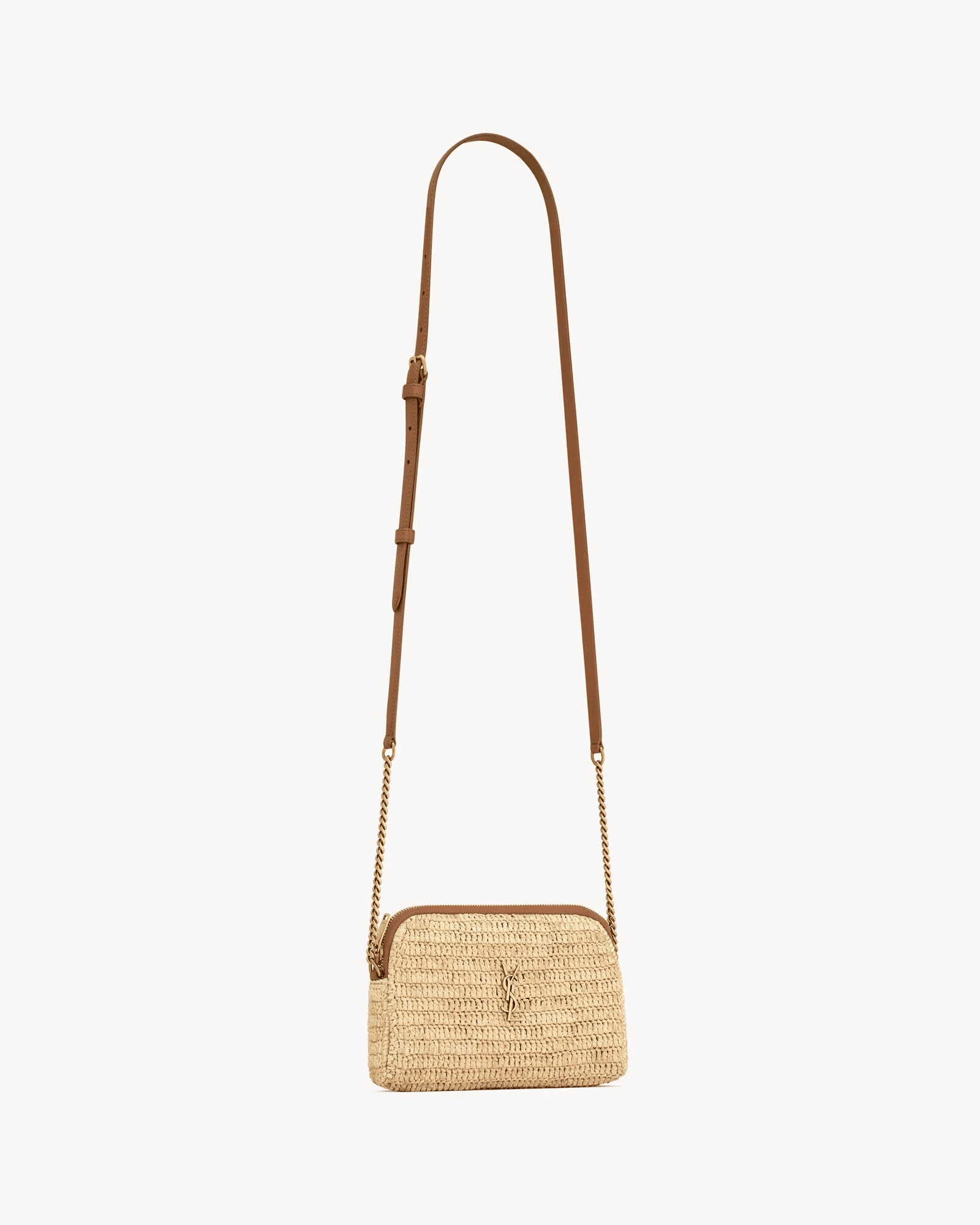 Sa1nt Lau*nt gaby zipped pouch in raffia