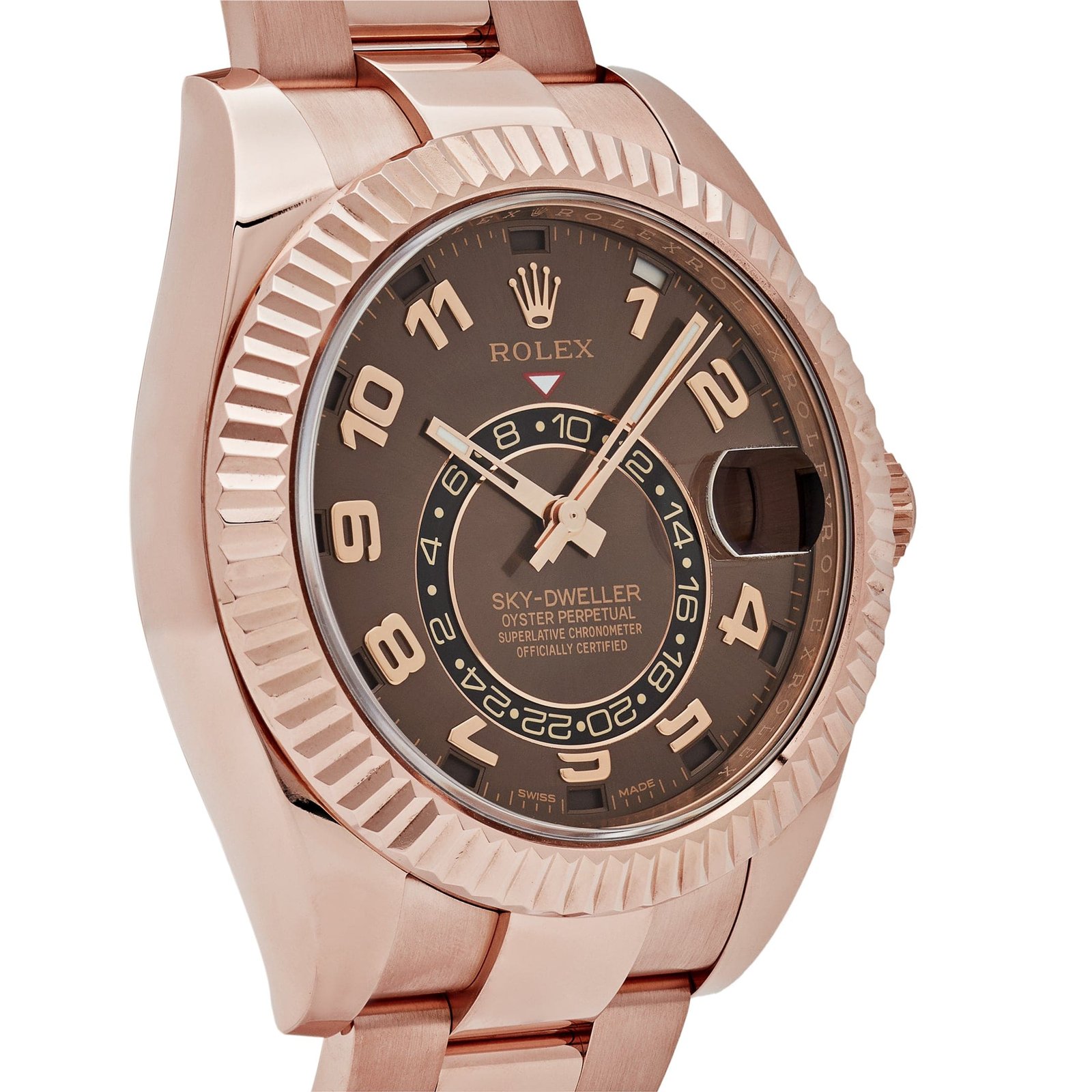 R01ex Sky-Dweller 326935 Rose Gold Chocolate Arabic Numeral Dial