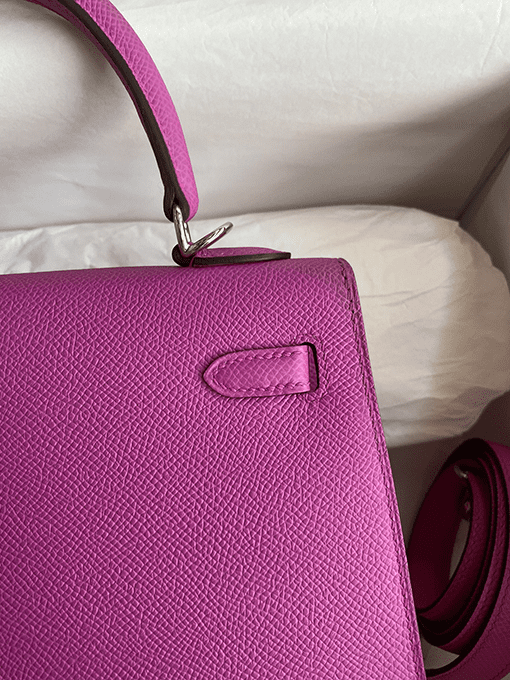 H**me5 Kelly Handbag Pink Epsom with Palladium Hardware 25