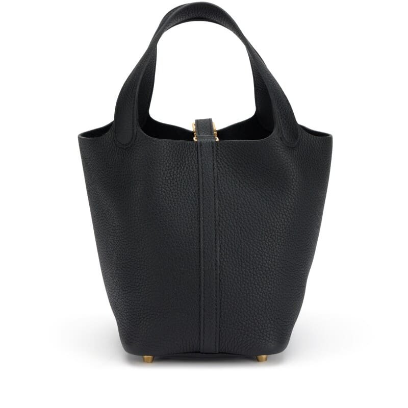 H**me5 Black Clemence Picotin Lock 18 Gold Hardware