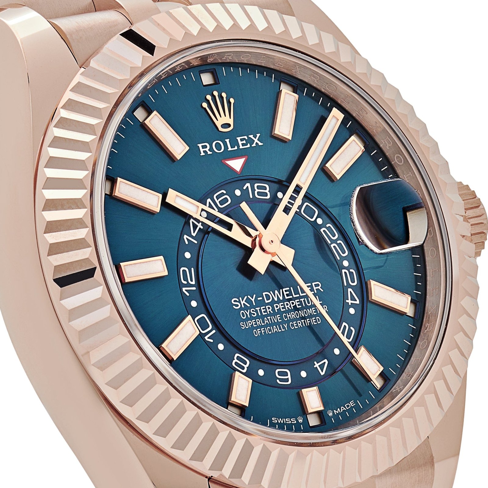 R01ex Sky-Dweller 336935 Everose Gold Blue Dial Jubilee
