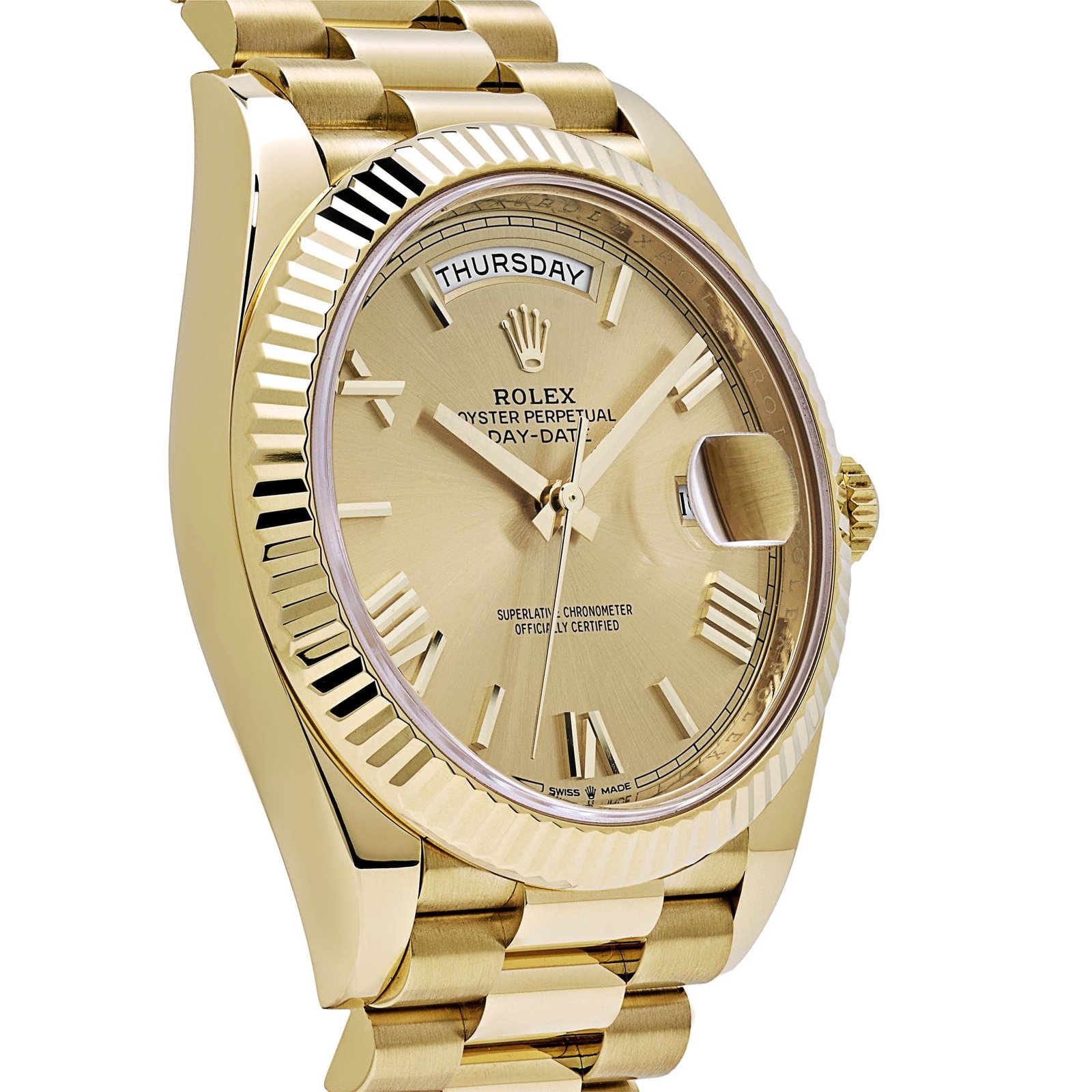 R01ex Day-Date 40 228238 Yellow Gold Champagne Roman Dial (2024)