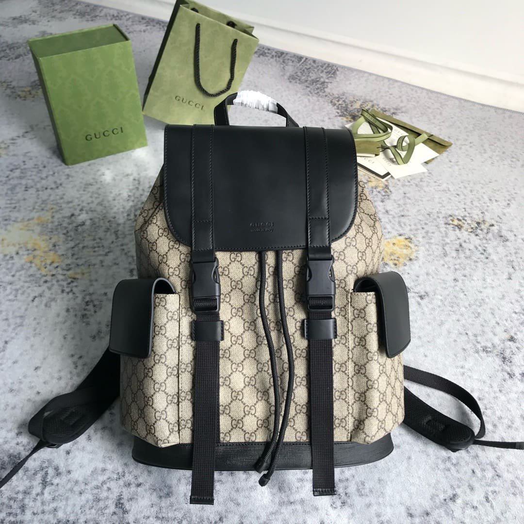 Gvc*1 Svp*me Monogram Double Buckle Backpack Beige Black