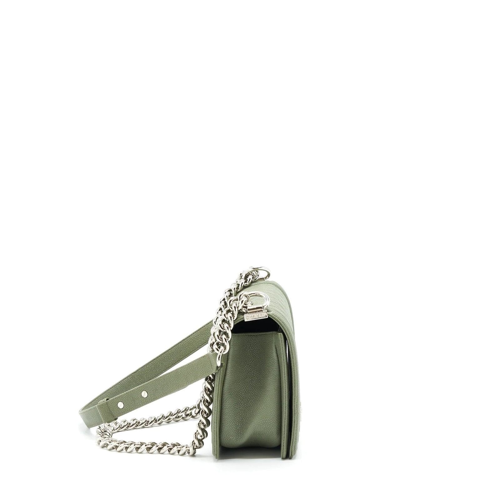 Ch**el MEDIUM BOY BAG CAVIAR LIGHT GREEN