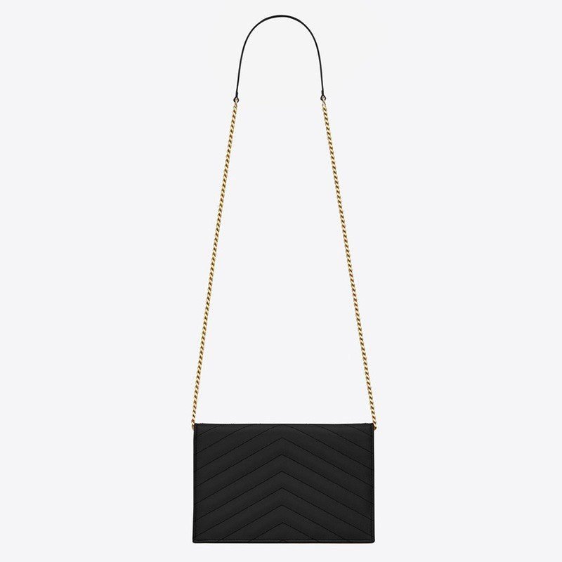 Sa1nt Lau*nt Envelope Chain Wallet In Grain De Poudre Embossed