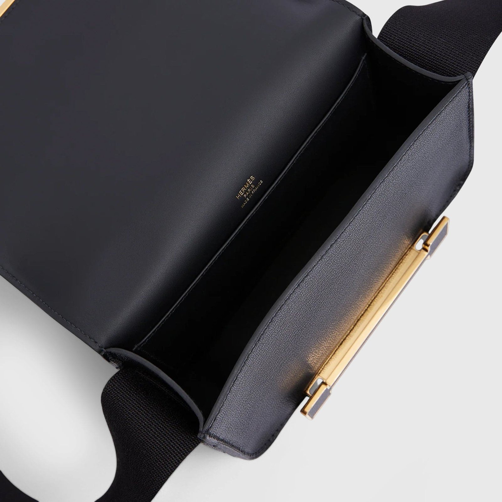 H**me5 Geta Bag Chevre Black Gold Hardware