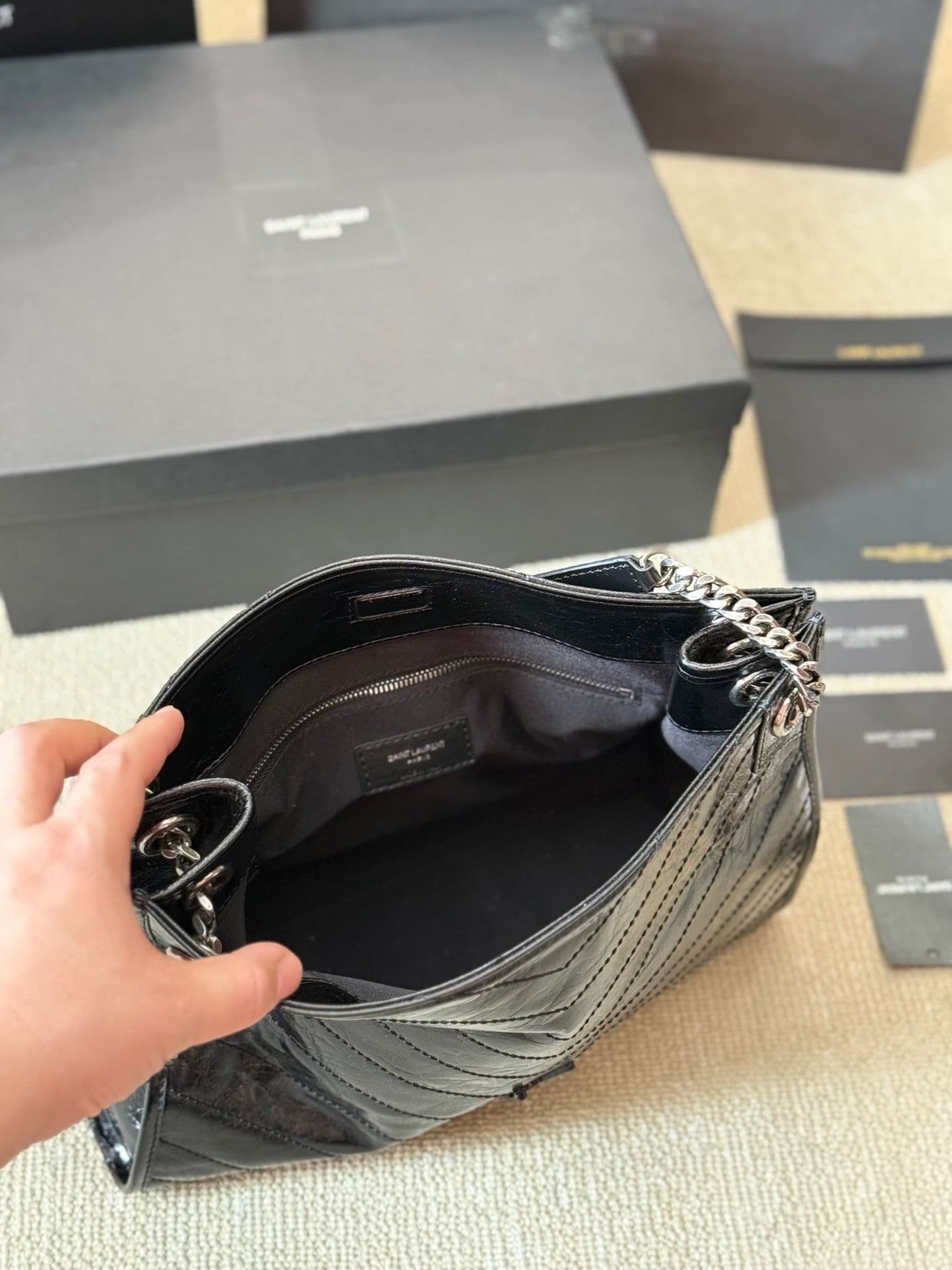 Sa1nt Lau*nt NIKI SHOPPING IN VINTAGE LEATHER