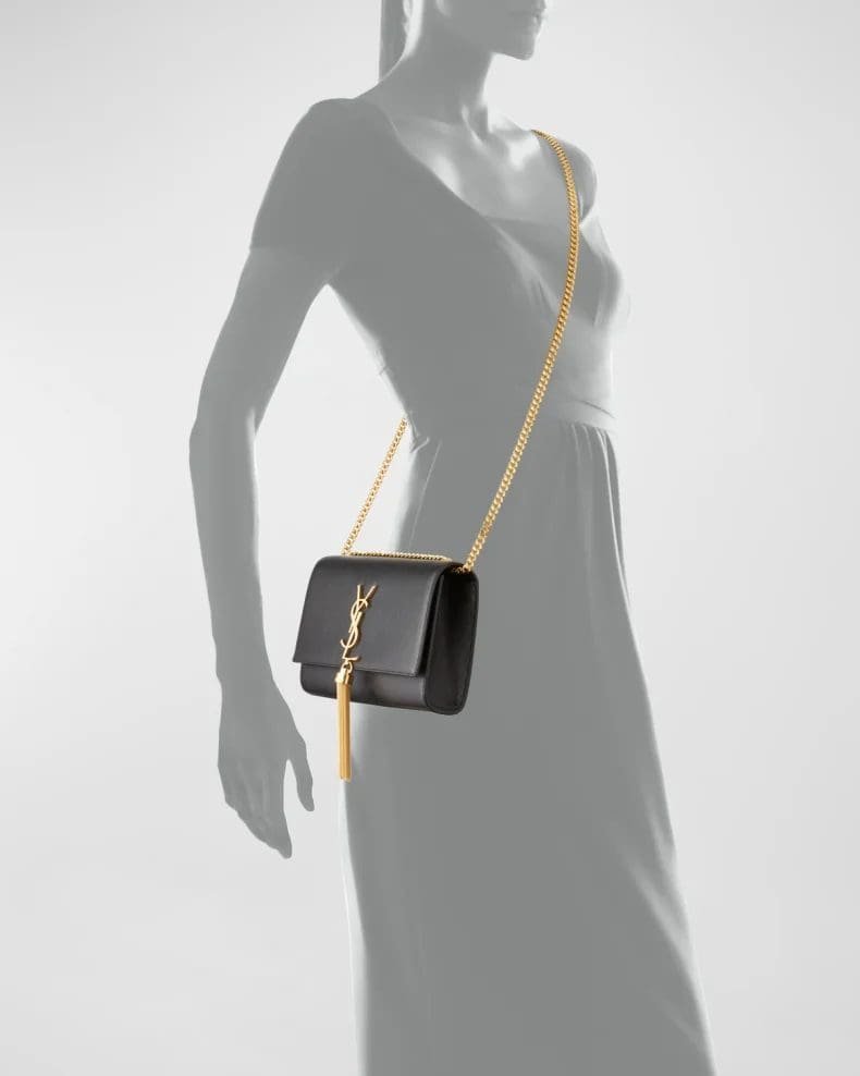 Sa1nt Lau*nt Kate Small Tassel Y51 Wallet on Chain in Grained Leather