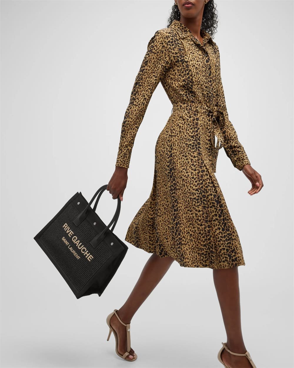 Sa1nt Lau*nt Rive Gauche Small Tote Bag in Raffia