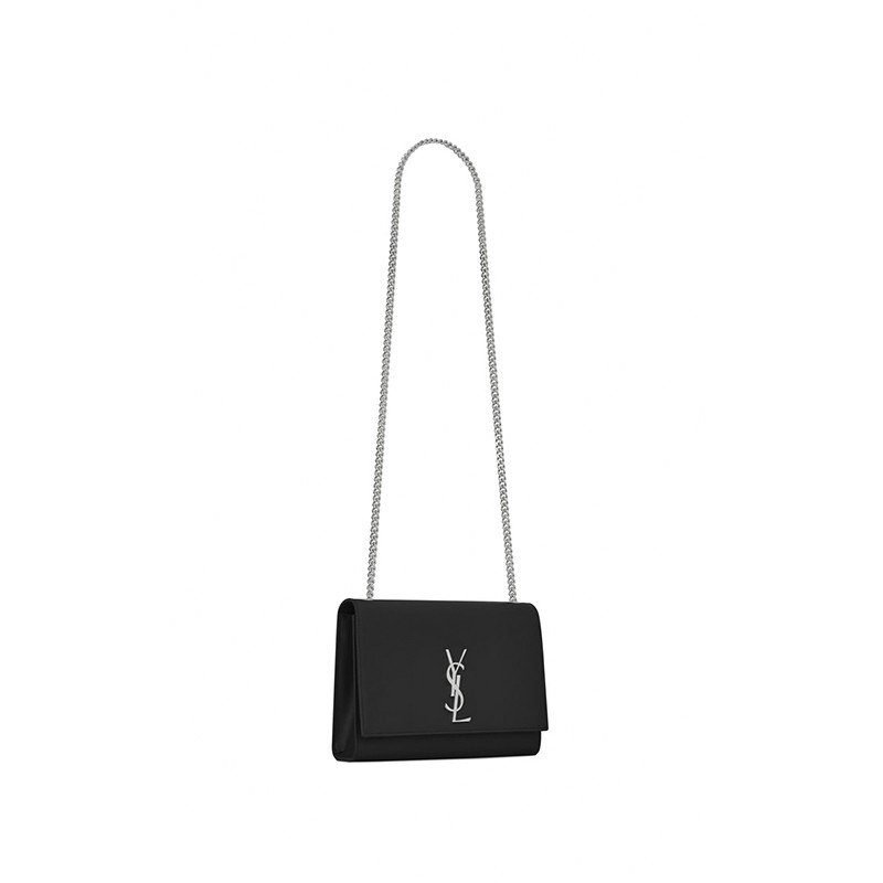 Sa1nt Lau*nt Large Kate Chain Bag In Black Textured Leather