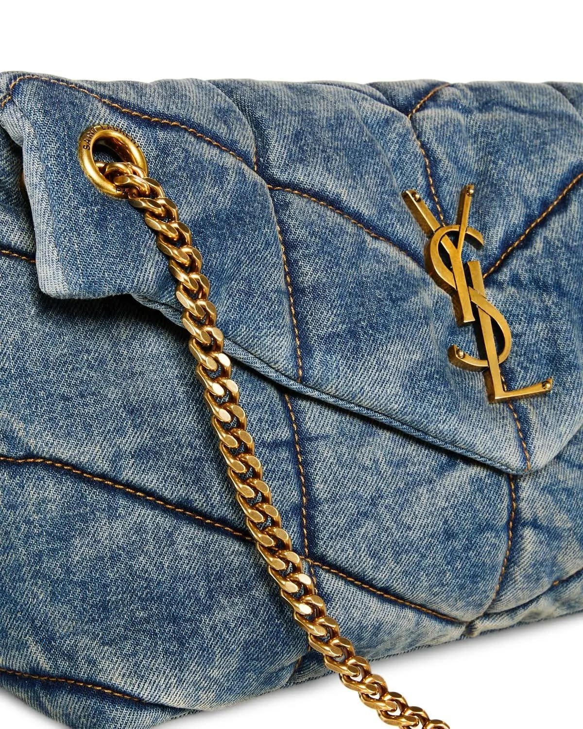 Sa1nt Lau*nt Denim LouLou Puffer Bag