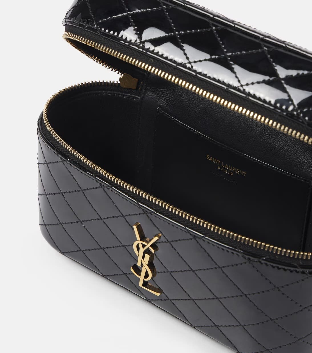 Sa1nt Lau*nt Gaby quilted patent leather vanity bag