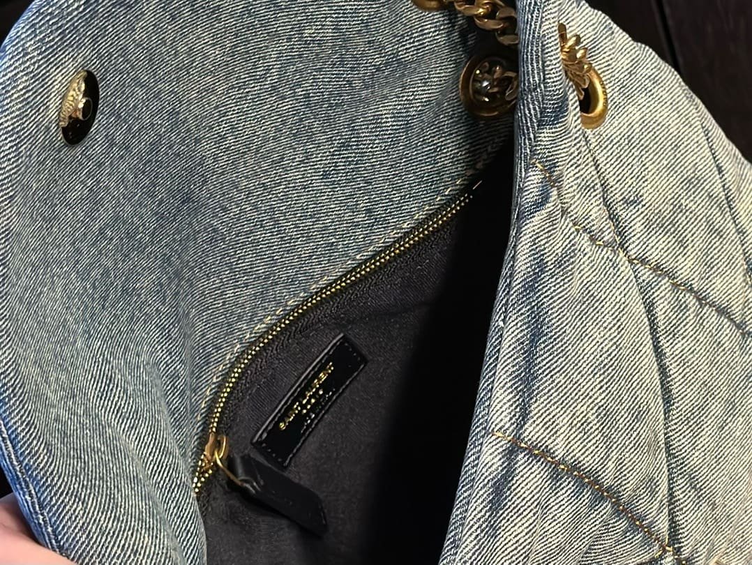 Sa1nt Lau*nt PUFFER SMALL IN SUEDE AND DENIM