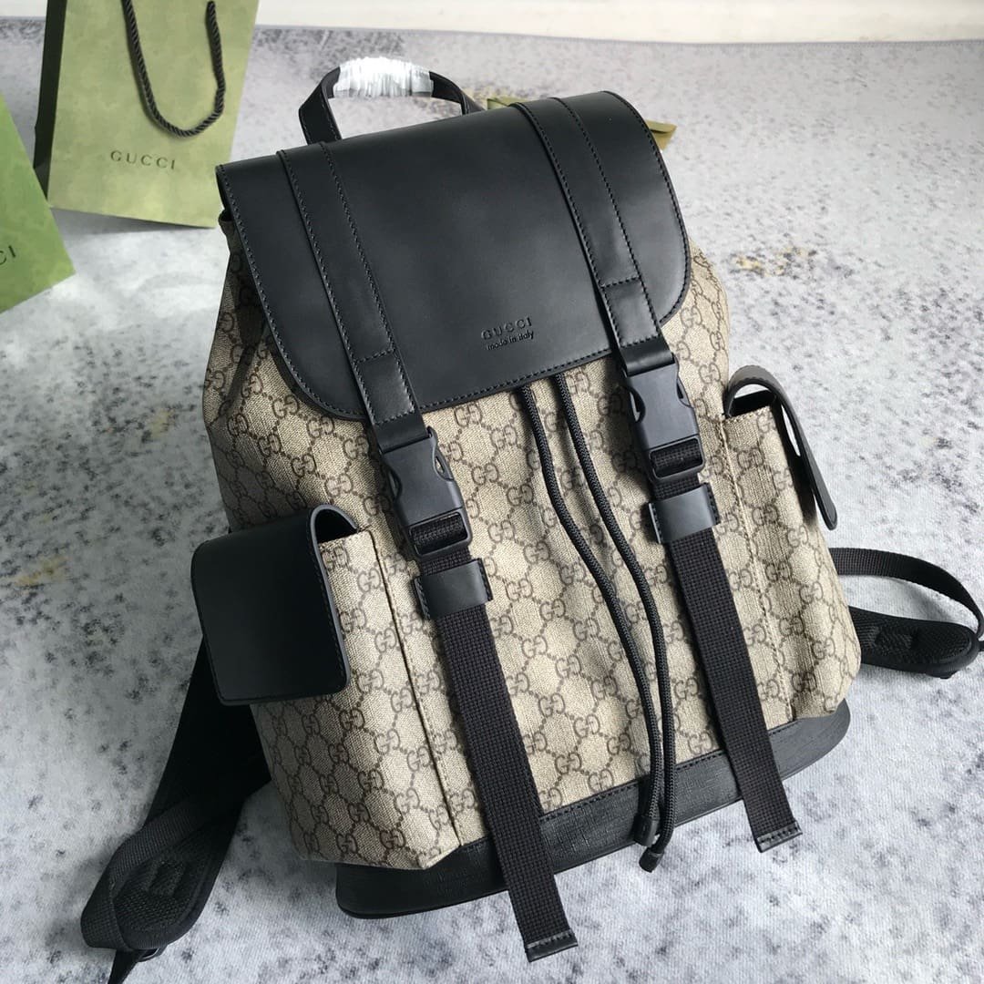 Gvc*1 Svp*me Monogram Double Buckle Backpack Beige Black