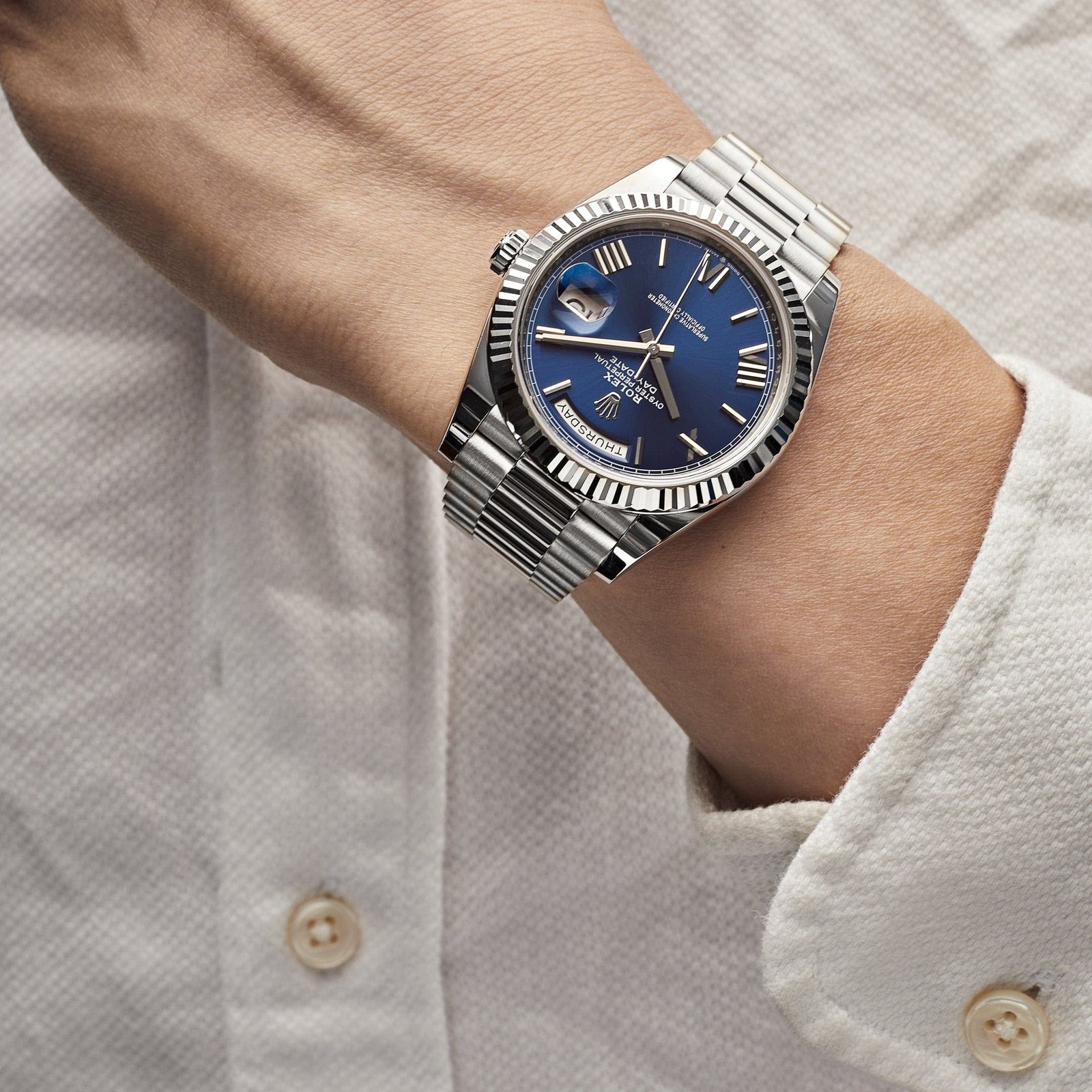 R01ex Day-Date 40 228239 White Gold Blue Dial (2018)