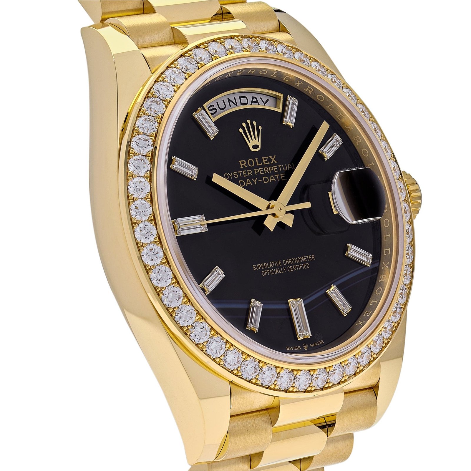 R01ex Day-Date 40 228348RBR Yellow Gold D1am0nd Bezel Black Onyx Dial (2025)