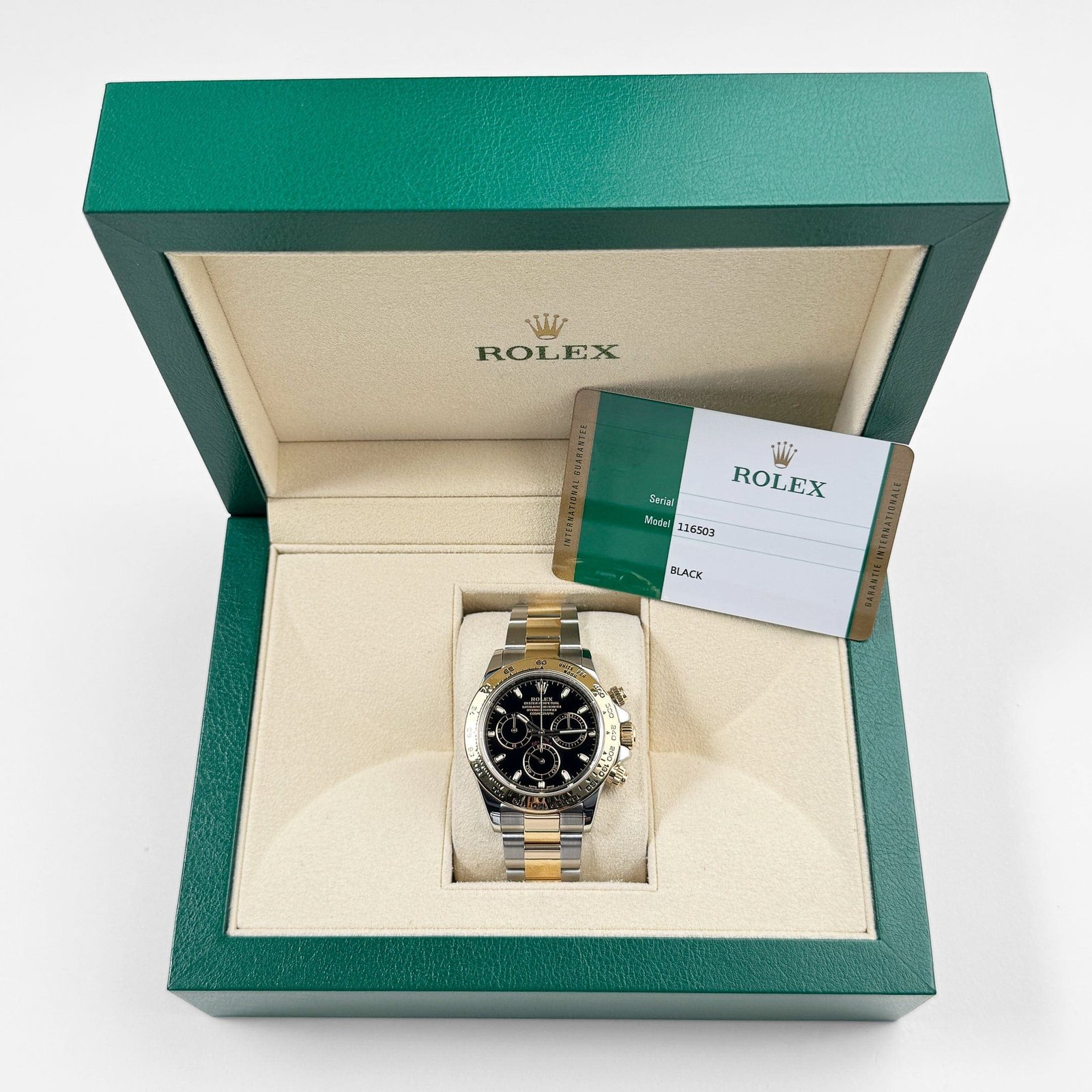 R01ex Daytona 116503 Yellow Gold Stainless Steel Black Dial (2019)