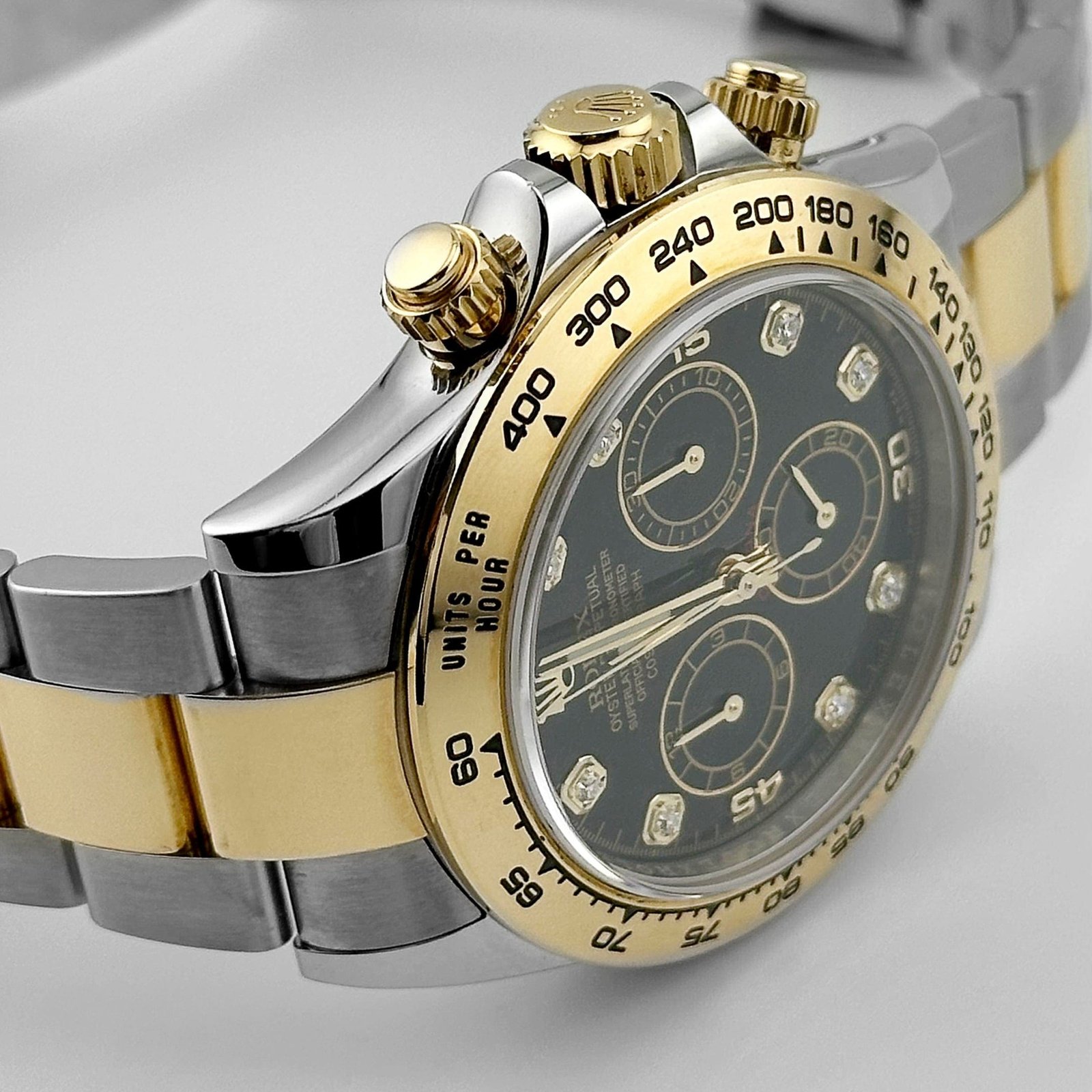 R01ex Daytona 116503 Yellow Gold Stainless Steel Black D1am0nd Dial (2018)