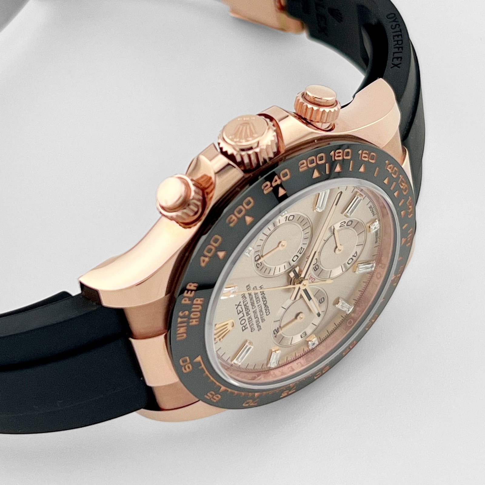 R01ex Daytona 116515LN Rose Gold Baguette D1am0nd Sundust Dial (2023)