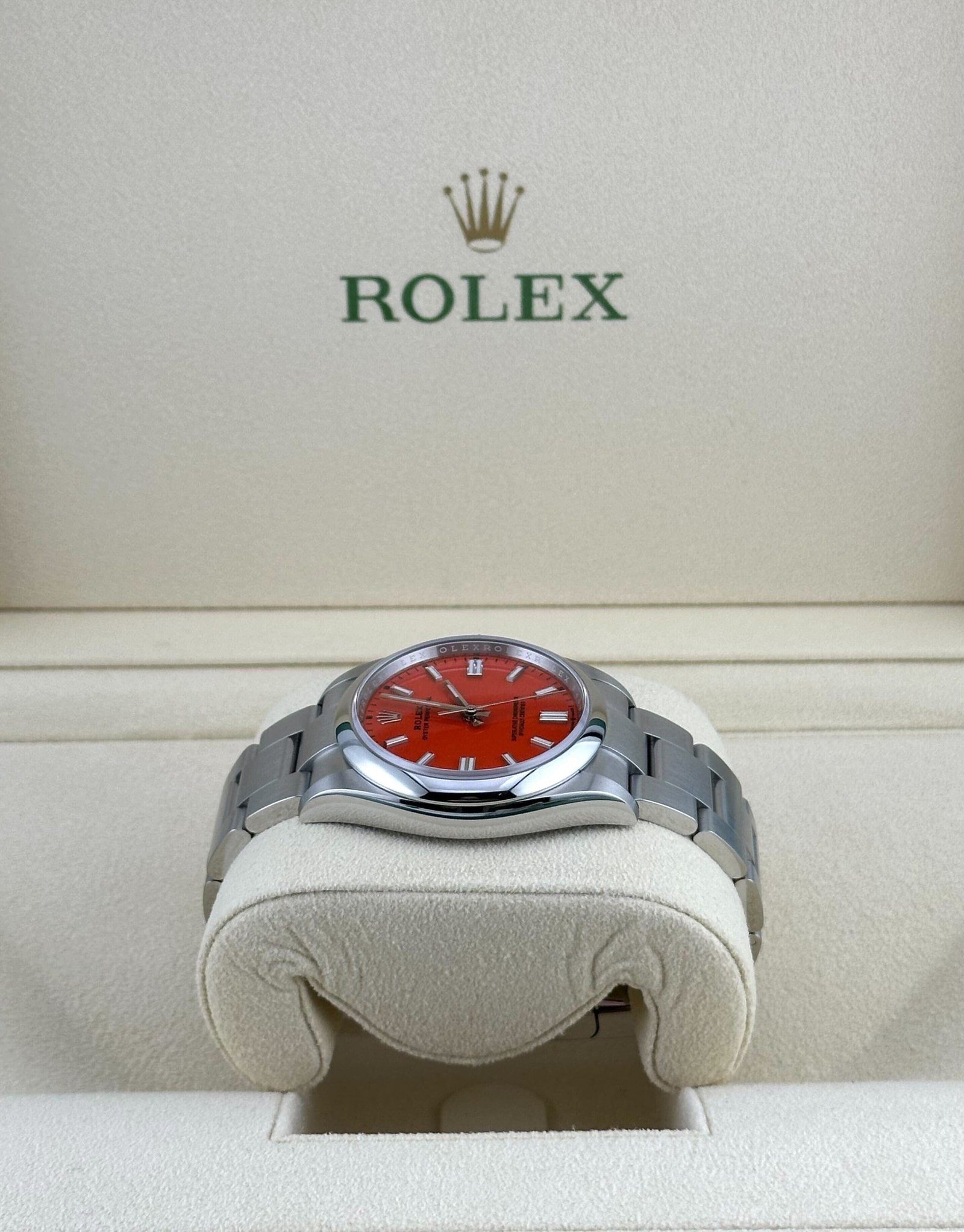 R01ex Oyster Perpetual 36 126000 Stainless Steel Coral Red Dial