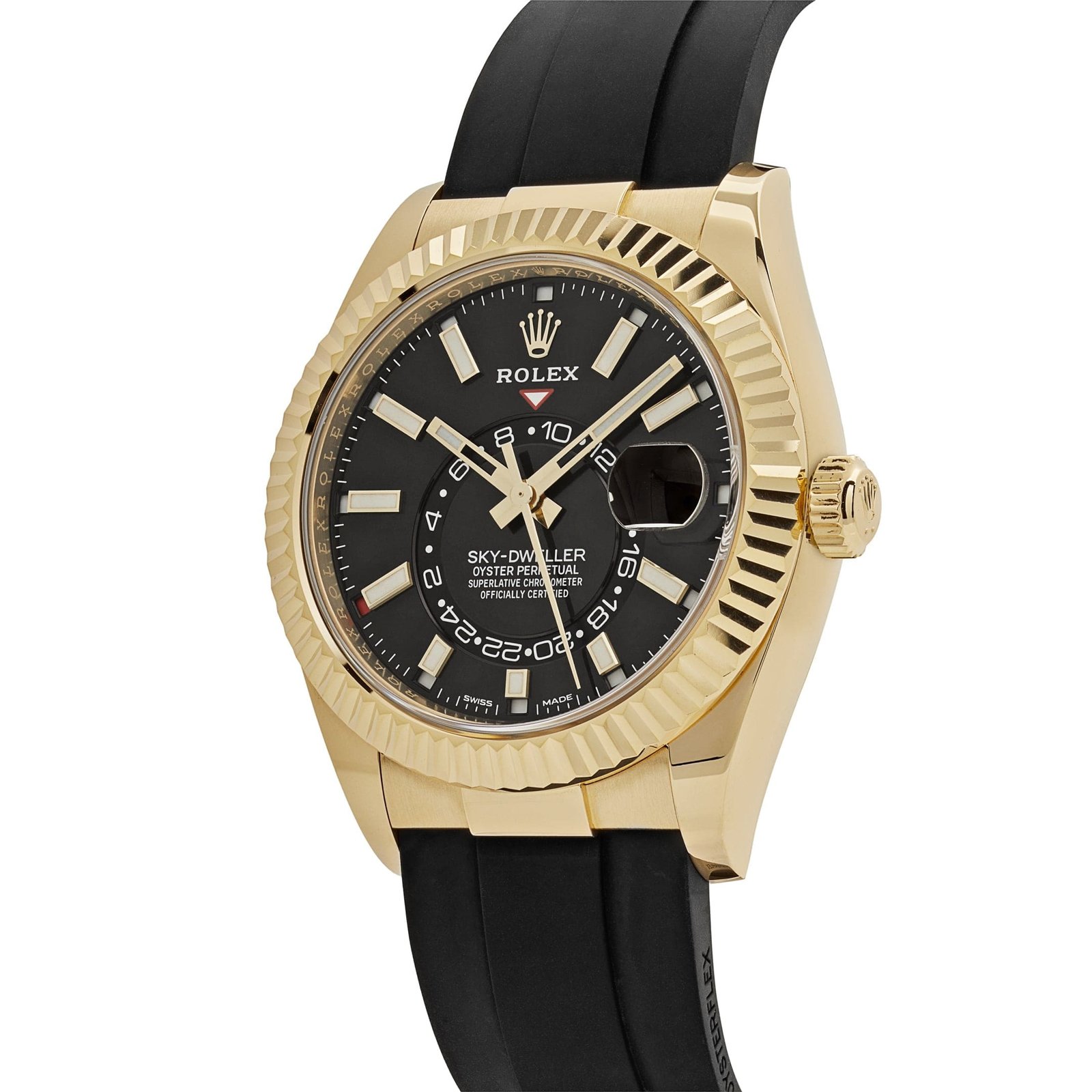 R01ex Sky-Dweller 326238 Yellow Gold  Bright Black Dial