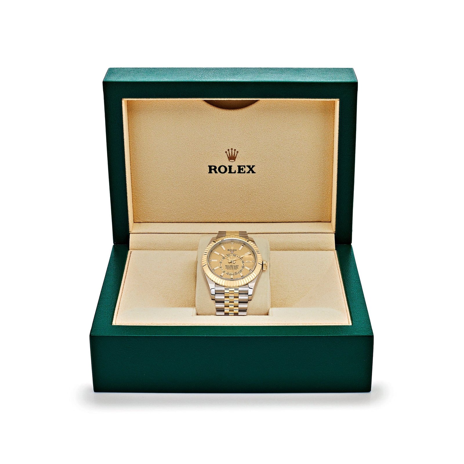 R01ex Sky-Dweller 336933 Stainless Steel Yellow Gold Jubilee Champagne Dial (2024)