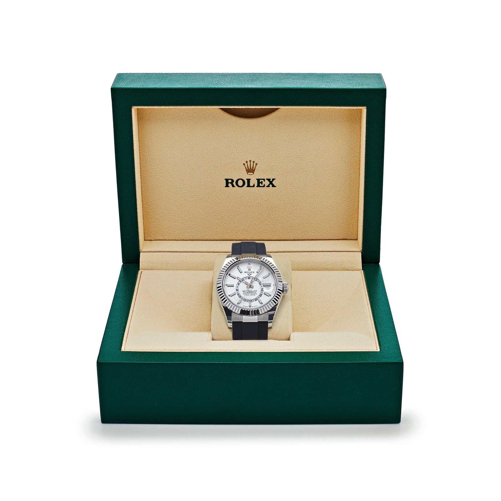 R01ex Sky-Dweller 336239 White Gold White Dial Oysterflex