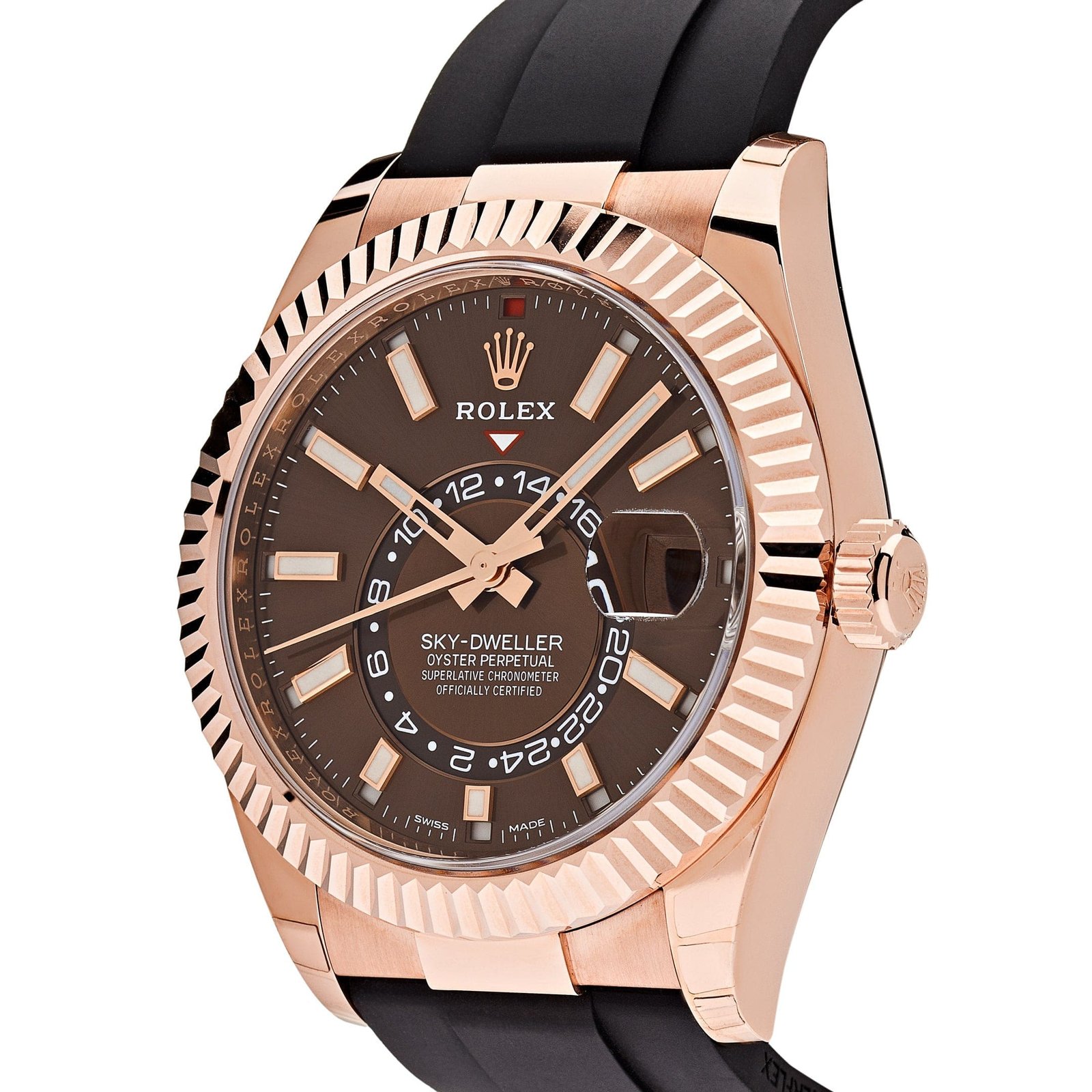R01ex Sky-Dweller 326235 Rose Gold Brown Chocolate Dial Oysterflex