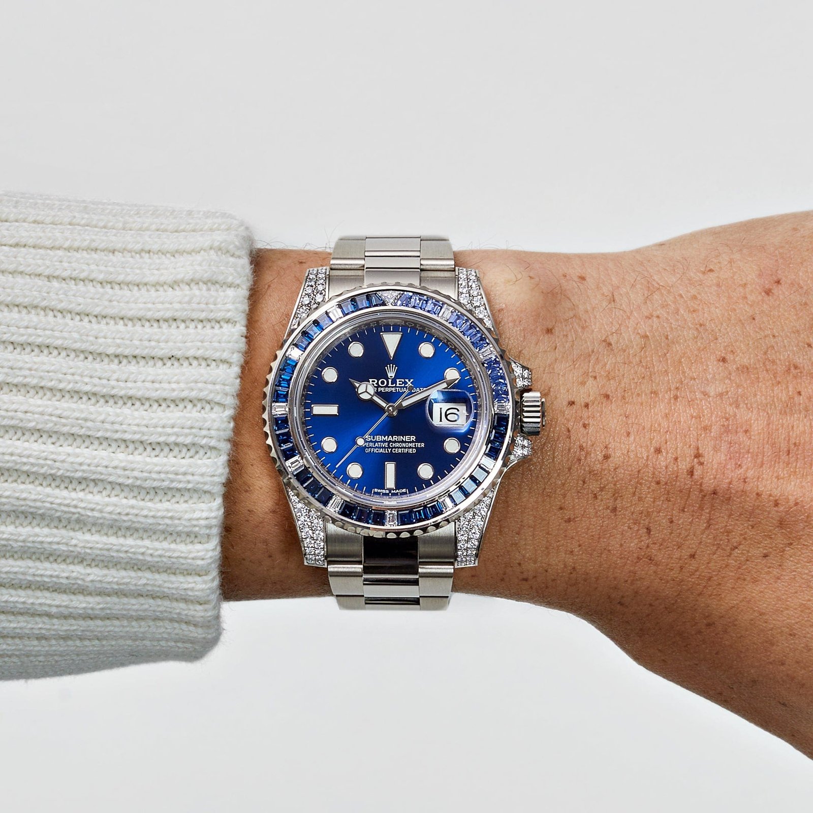 R01ex Submariner Date 116659SABR White Gold Blue Dial Sapphire D1am0nd Bezel