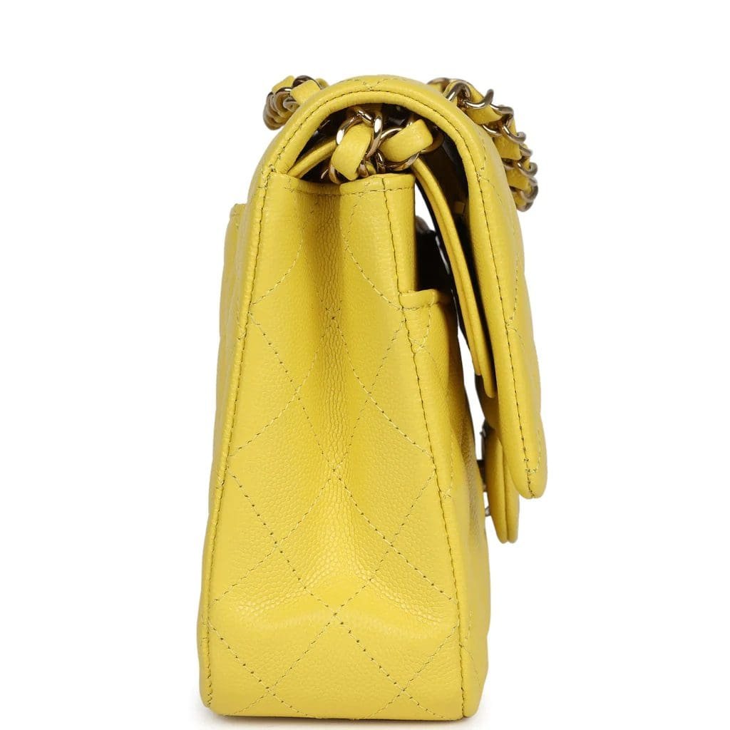 Ch**el Medium Classic Double Flap Yellow Caviar Light Gold Hardware