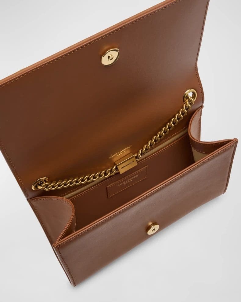 Sa1nt Lau*nt Kate Small Y51 Wallet on Chain in Linen and Leather